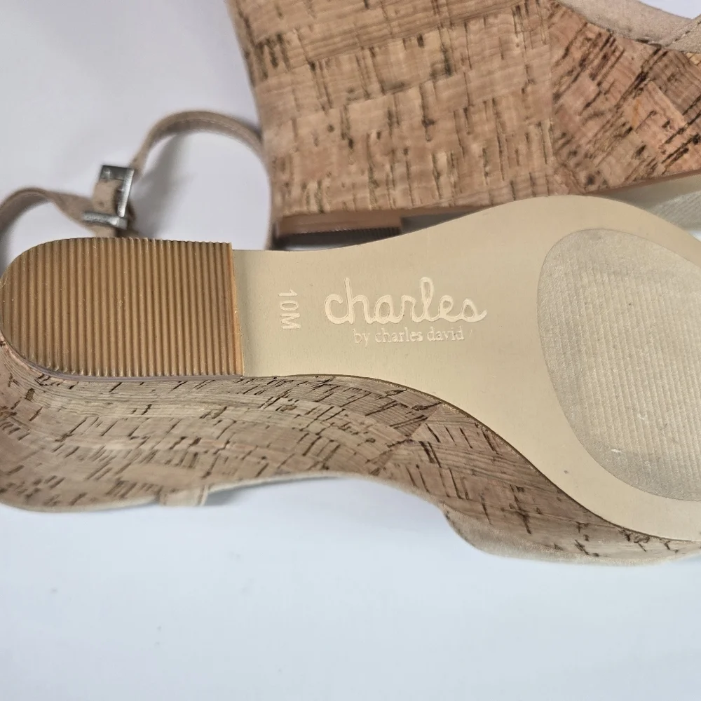 Charles by Charles David Lambert Wedge Sandals Nude Size 10 New/NWOT